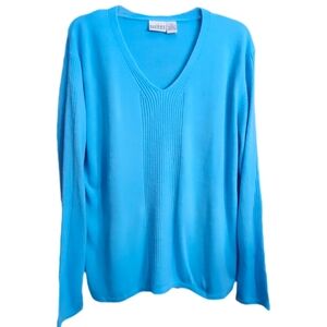 Sherry Taylor sweaters vintage blue V-neck sweater womens plus size 1x xxl
